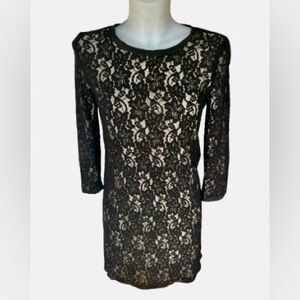 Wilfred Black with Cream Long Sleeve Lace Mini Dress XS